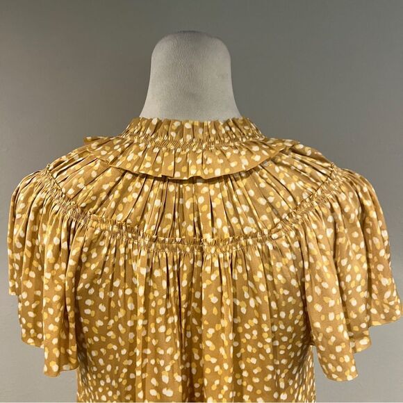 Cupcakes and cashmere mustard color Polka Dot Women's blouse size small - Picture 6 of 12